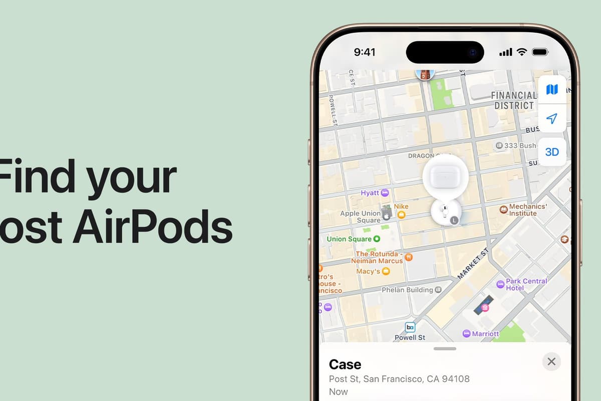 Экран поиска потерянных AirPods в приложении Локатор на iPhone