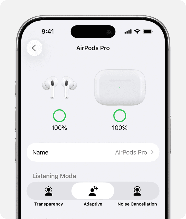 Режимы прослушивания AirPods на iPhone