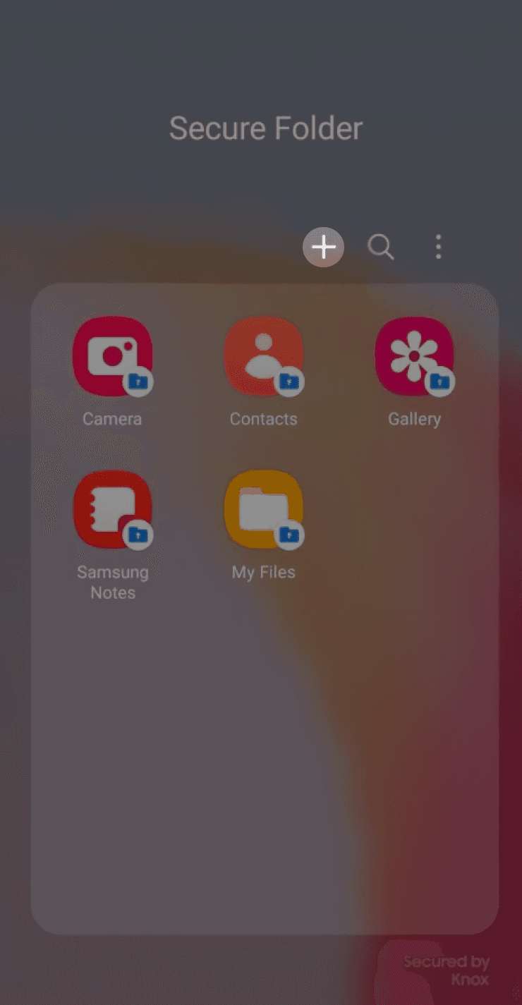 Список приложений в Secure Folder Samsung