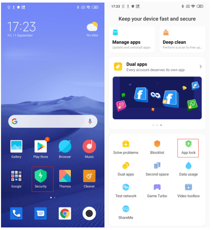Пункт App lock в приложении Security на Xiaomi