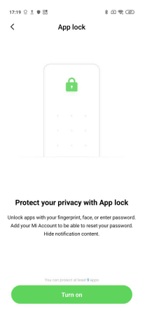 Включение App lock на Xiaomi