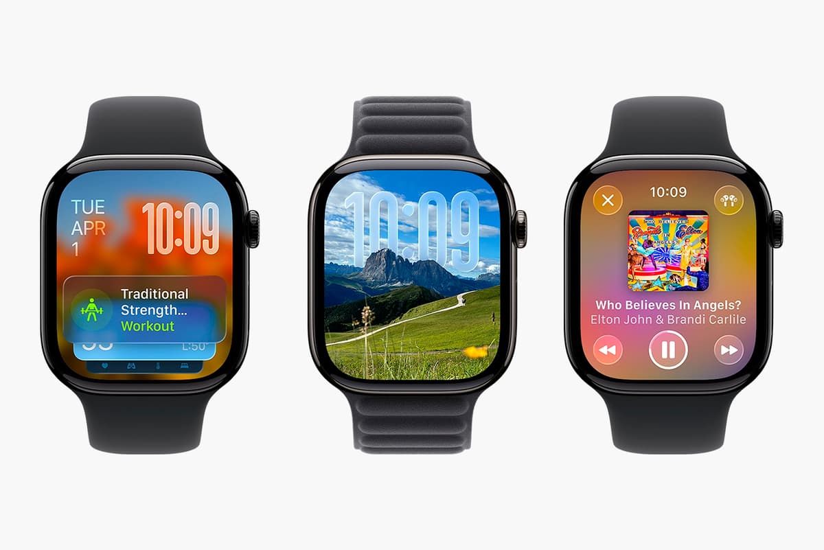 Apple Watch с виджетами, циферблатом и музыкальным экраном