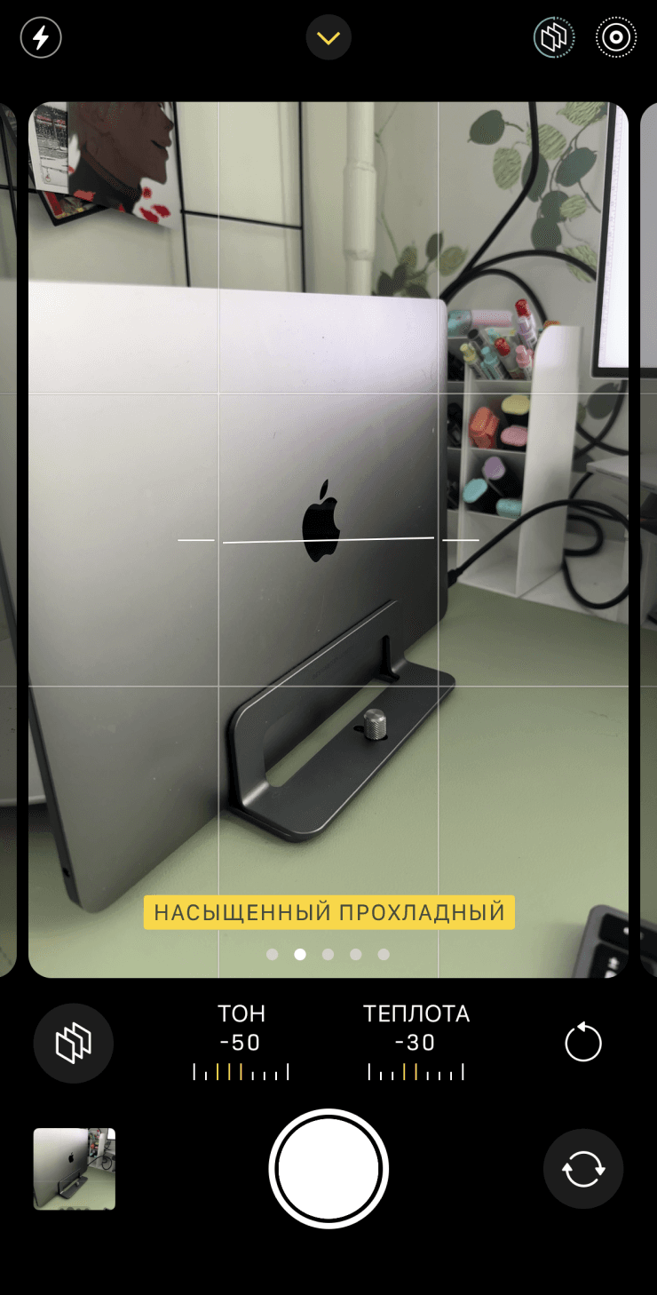 Выбор фотографического стиля в камере iPhone