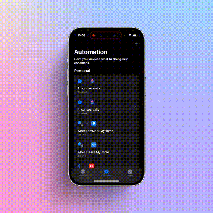 Автоматизация режима энергосбережения в Командах на iPhone