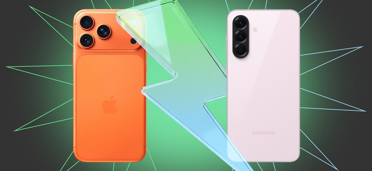 iPhone и Samsung Galaxy на одном фоне