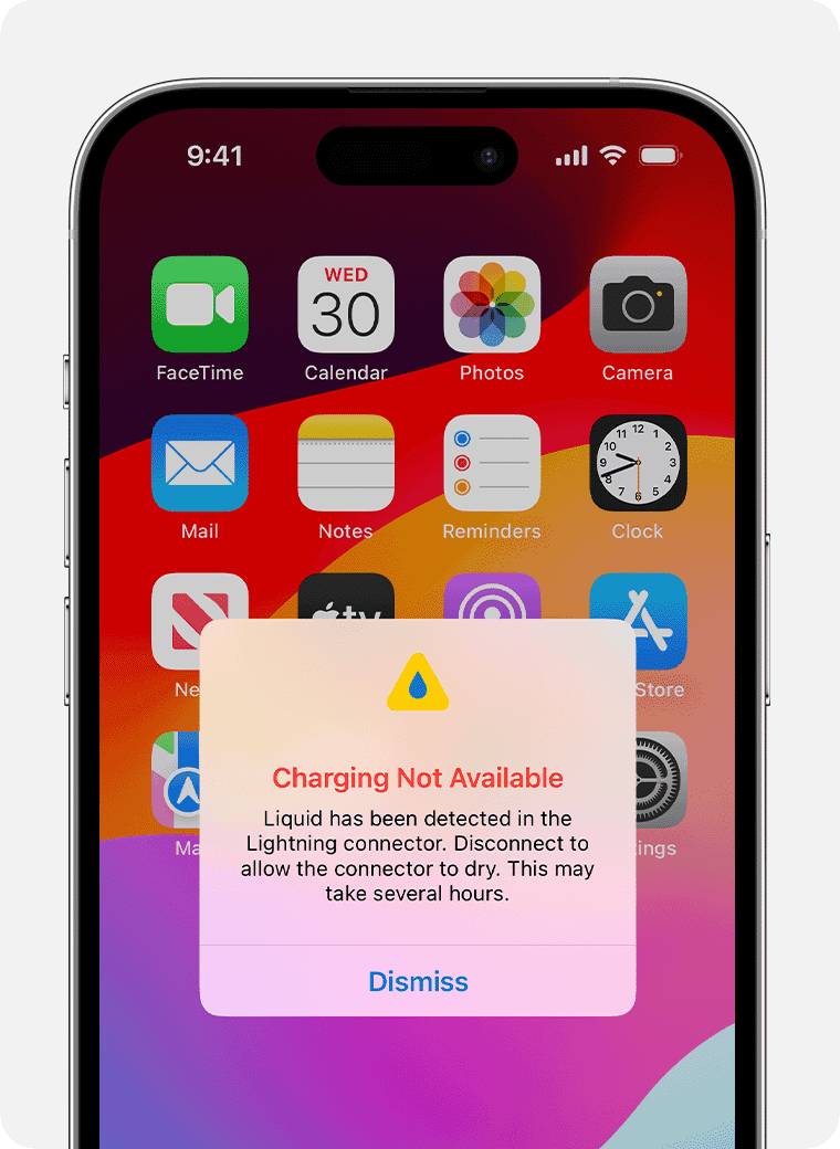 Предупреждение iPhone о жидкости в Lightning